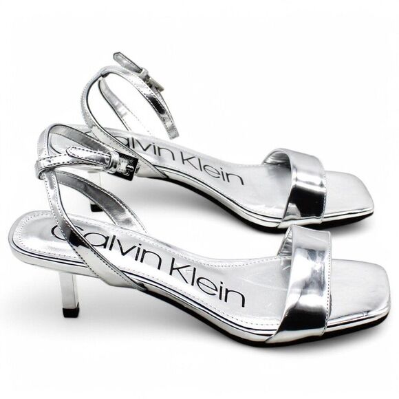 Calvin Klein Womens White Toe Ring Asymmetrical Padded Belma Square Toe Sandals - Picture 1 of 8